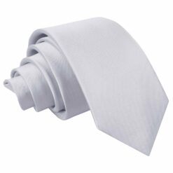 Silver Plain Satin Regular Tie for Boys