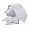 Silver Plain Satin Tie and Pocket Square Set for Boys