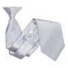 Silver Plain Satin Clip On Tie