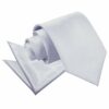 Silver Plain Satin Tie and Pocket Square Set