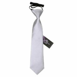 Silver Plain Satin Elasticated Tie For Boys