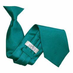 Teal Plain Satin Clip On Tie Teal Plain Satin Clip On Tie