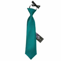 Teal Plain Satin Elasticated Tie For Boys Teal Plain Satin Elasticated Tie For Boys