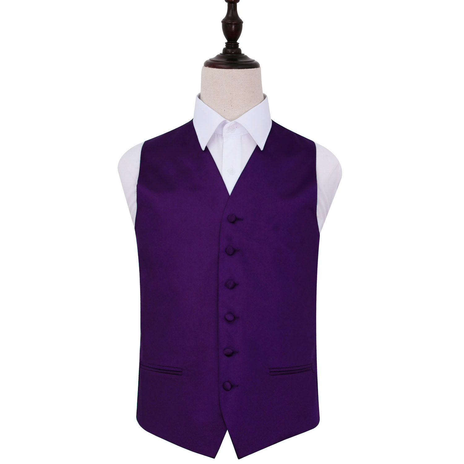 Men's Plain Purple Satin Wedding Waistcoat