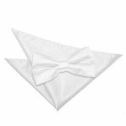 White Plain Satin Bow Tie and Pocket Square Set White Plain Satin Bow Tie and Pocket Square Set