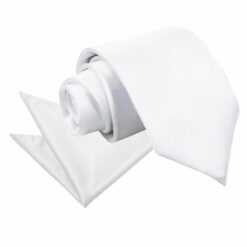 White Plain Satin Tie and Pocket Square Set