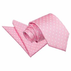 Pink Polka Dot Classic Tie and Pocket Square Set