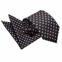 Black Polka Dot Classic Tie and Pocket Square Set