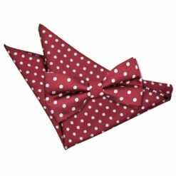 Burgundy Polka Dot Classic Bow Tie and Pocket Square Set Burgundy Polka Dot Classic Bow Tie and Pocket Square Set
