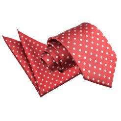 Dark Red Polka Dot Classic Tie and Pocket Square Set