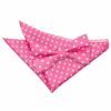 Hot Pink Polka Dot Classic Bow Tie and Pocket Square Set