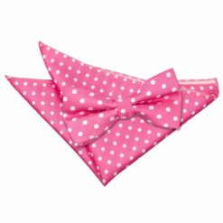 Hot Pink Polka Dot Classic Bow Tie and Pocket Square Set Hot Pink Polka Dot Classic Bow Tie and Pocket Square Set