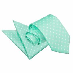 Mint Green Polka Dot Classic Tie and Pocket Square Set