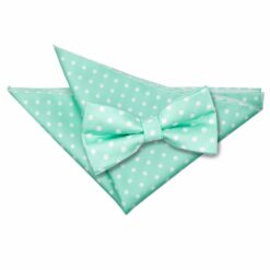 Mint Green Polka Dot Classic Bow Tie and Pocket Square Set Mint Green Polka Dot Classic Bow Tie and Pocket Square Set