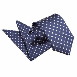 Navy Blue Polka Dot Classic Tie and Pocket Square Set