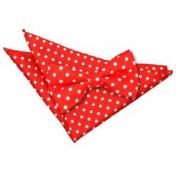 Red Polka Dot Classic Bow Tie and Pocket Square Set Red Polka Dot Classic Bow Tie and Pocket Square Set