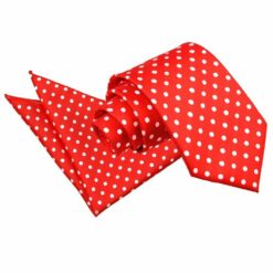Red Polka Dot Classic Tie and Pocket Square Set