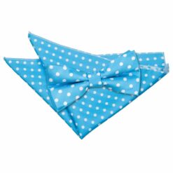 Robin's Egg Blue Polka Dot Classic Bow Tie and Pocket Square Set Robin's Egg Blue Polka Dot Classic Bow Tie and Pocket Square Set