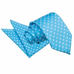Robin's Egg Blue Polka Dot Classic Tie and Pocket Square Set