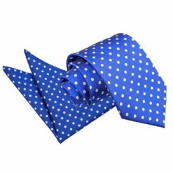 Royal Blue Polka Dot Classic Tie and Pocket Square Set