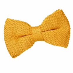 Marigold Yellow Knit Knitted Pre-Tied Bow Tie