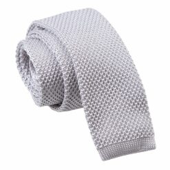 Silver Knitted Skinny Tie Silver Knitted Skinny Tie