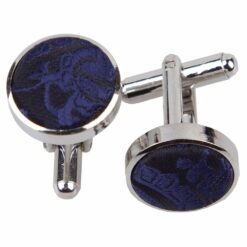 Navy Blue Paisley Cufflinks Navy Blue Paisley Cufflinks