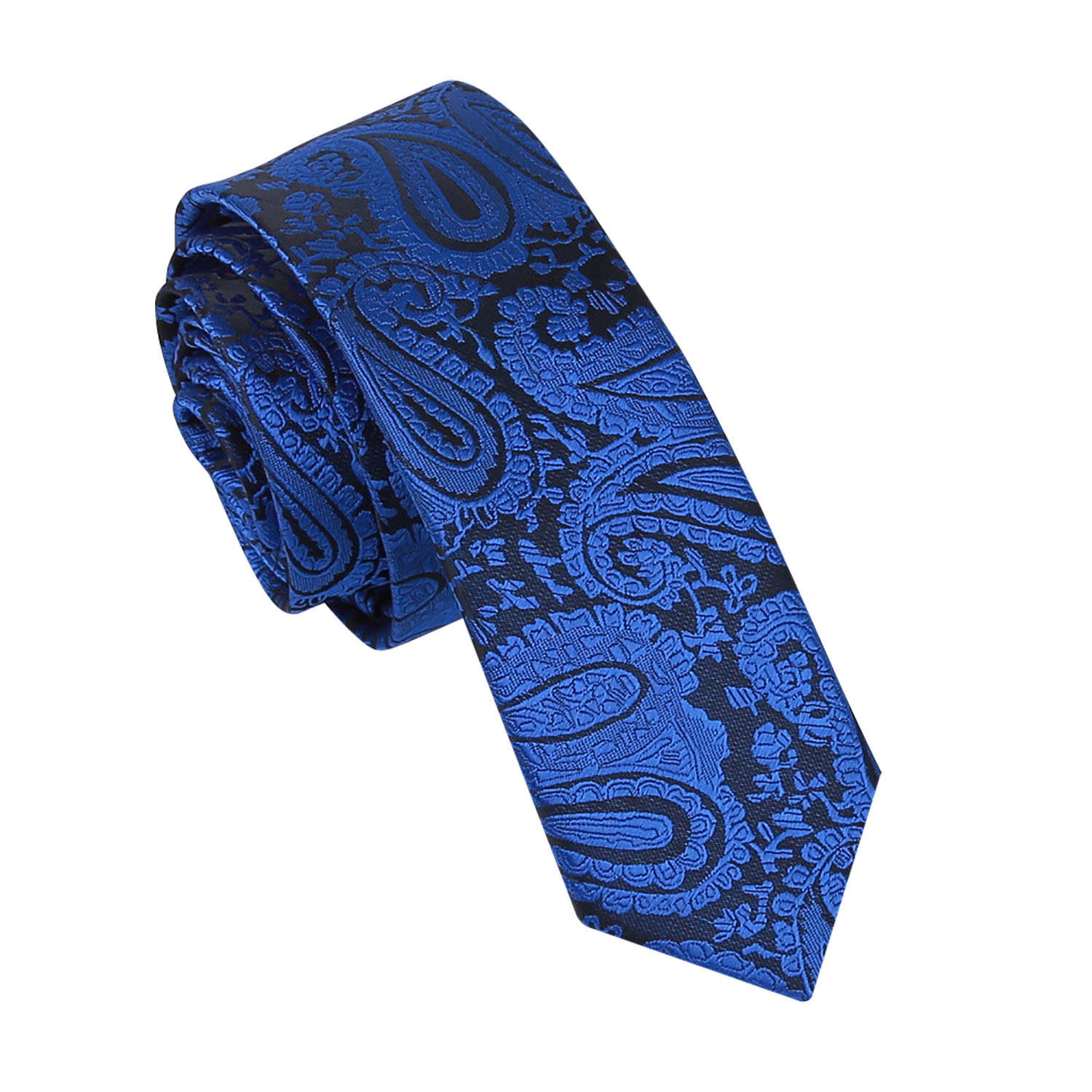 Men's Paisley Royal Blue Skinny Tie