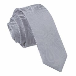 Silver Paisley Skinny Tie Silver Paisley Skinny Tie
