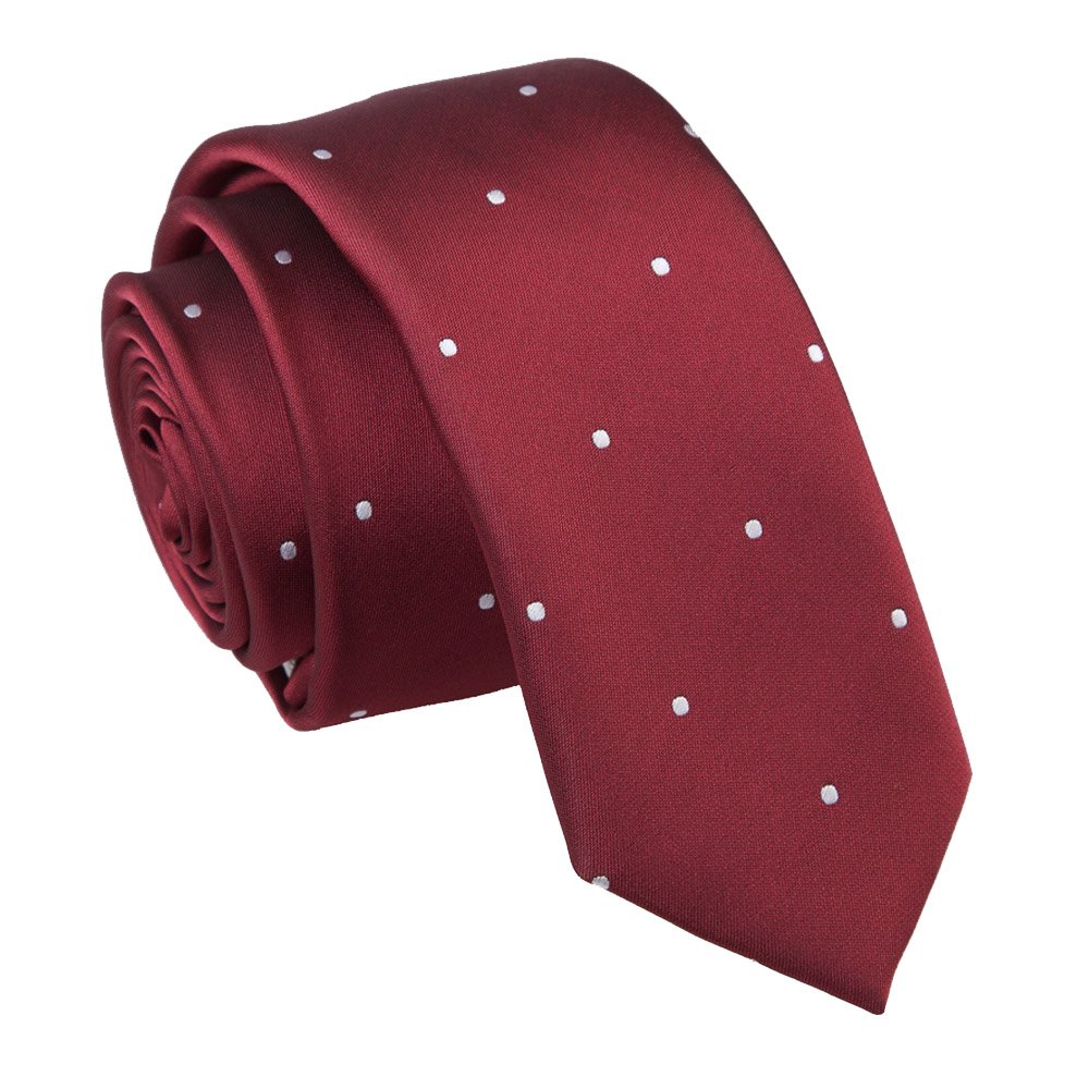 Men's Pin Dot Burgundy Skinny Tie