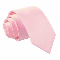Baby Pink Plain Satin Slim Tie