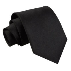 Black Plain Satin Tie