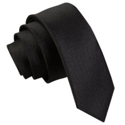 Black Plain Satin Skinny Tie Black Plain Satin Skinny Tie