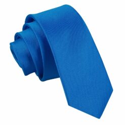 Electric Blue Plain Satin Skinny Tie Electric Blue Plain Satin Skinny Tie
