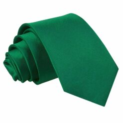 Emerald Green Plain Satin Slim Tie Emerald Green Plain Satin Slim Tie