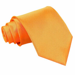 Fluorescent Orange Plain Satin Extra Long Tie