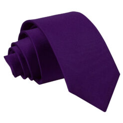 Purple Plain Satin Slim Tie Purple Plain Satin Slim Tie