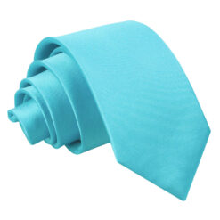 Robin's Egg Blue Plain Satin Slim Tie Robin's Egg Blue Plain Satin Slim Tie