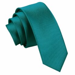 Teal Plain Satin Skinny Tie Teal Plain Satin Skinny Tie