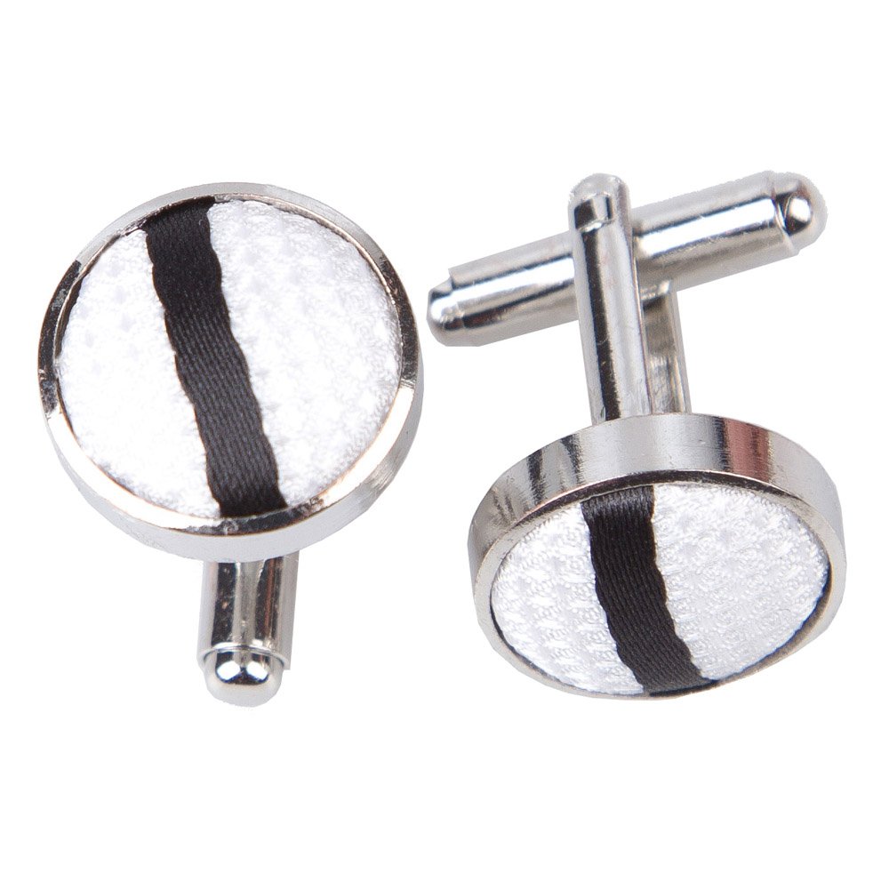 Single Stripe White & Black Cufflinks