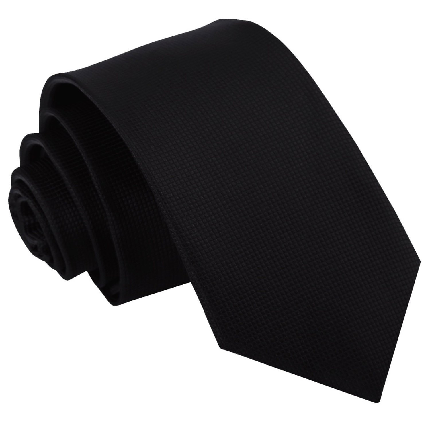 Men's Solid Check Black Slim Tie