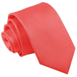Coral Solid Check Slim Tie Coral Solid Check Slim Tie