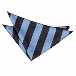 Baby Blue and Black Striped Pocket Square