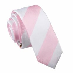 Baby Pink and White Striped Skinny Tie