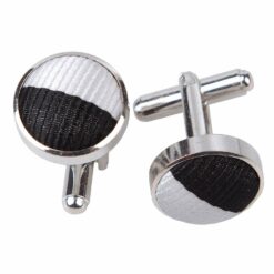 Black and White Striped Cufflinks