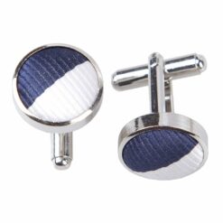 Navy and White Striped Cufflinks Navy and White Striped Cufflinks