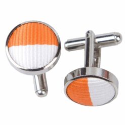 Orange and White Striped Cufflinks Orange and White Striped Cufflinks