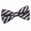 Black and Grey Thin Stripe Pre-Tied Bow Tie