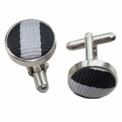 Black and Grey Thin Stripe Cufflinks