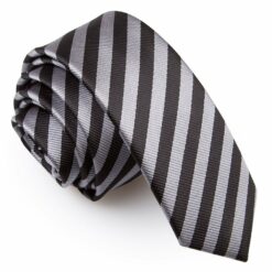 Black and Grey Thin Stripe Skinny Tie Black and Grey Thin Stripe Skinny Tie